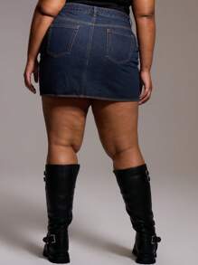 MUSERA Plus Size Denim Mini Skirt For Spring Vacation, Spring Break, Casual Cool Ibiza, Holiday Going Out
