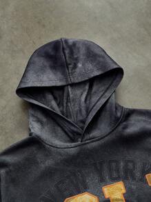 Manfinity VCAY Men's Digital Print English Letter Loose Knit Hooded Sweatshirt