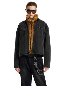 NEON BLANC Men's Washed Denim Zip-Up Jacket, Long Sleeve