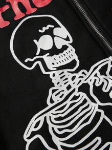 Manfinity Dauomo Áo hoodie có khóa kéo in hình đầu lâu và chữ cho nam - Nhiều màu - Xem 7