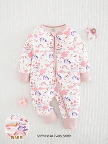 Cozy Pixies 女婴芭蕾舞者印花色块柔软针织圆领长袖连体衣 - 彩色 - 查看 1