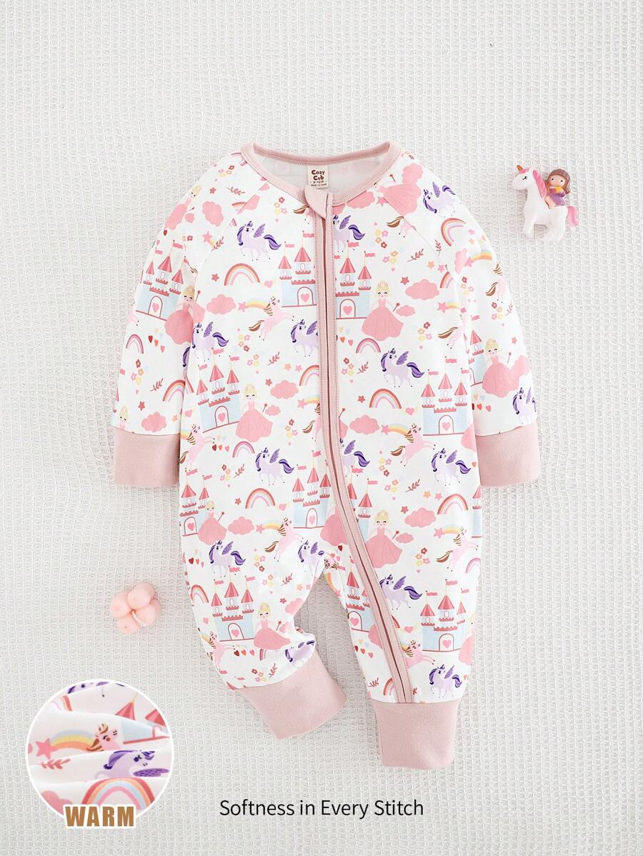 Cozy Pixies 女婴芭蕾舞者印花色块柔软针织圆领长袖连体衣 - 彩色 - 查看 1