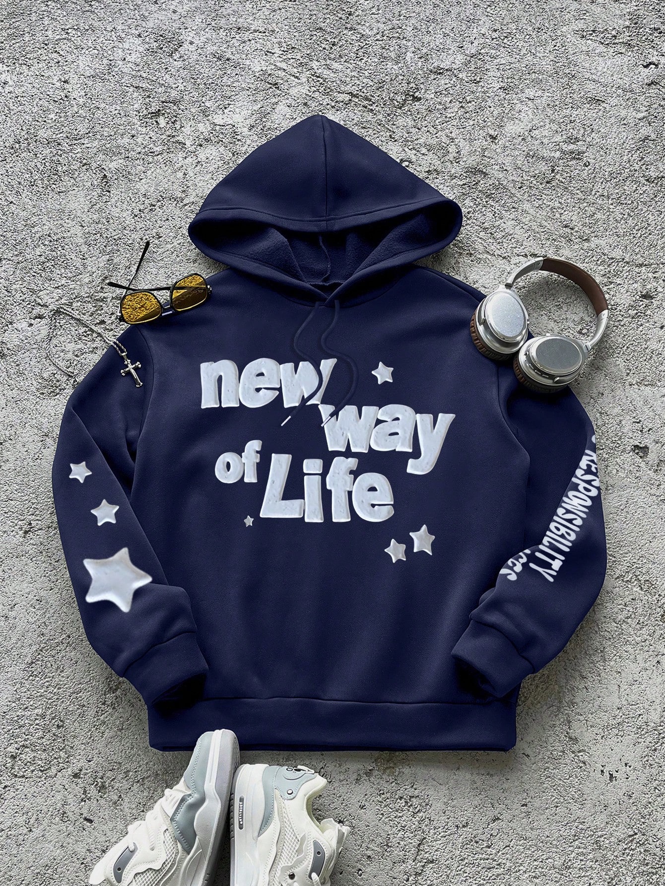 Men's Letter Print Casual Pullover Hoodie, Long Sleeve, Everyday Wear