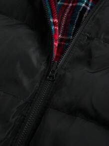 Manfinity VCAY Reversible Plaid Men Casual Collar Thickened Padded Coat, Windproof Warm Lined Coat, Fashionable Versatile Outerwear For Autumn/Winter, Christmas