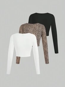 SHEIN EZwear Camiseta ajustada de mujer de punto multicolor