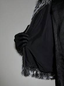 NEON BLANC Men's Loose Drop Shoulder Black And White Fluffy Long Sleeve Jacket