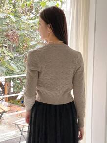 DAZY Set de 2 piezas Top de camiseta y Cárdigan de unicolor para mujer, ropa de otoño Suéter de mujer