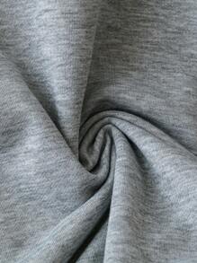 Seusyu Women's Color Block Trim Letter Print Turndown Collar Long Sleeve Sweatshirt - Grey - View 3