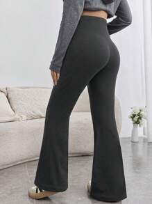 SHEIN Maternity Adjustable Waist Skinny Flared Long Pants With Super High Waist