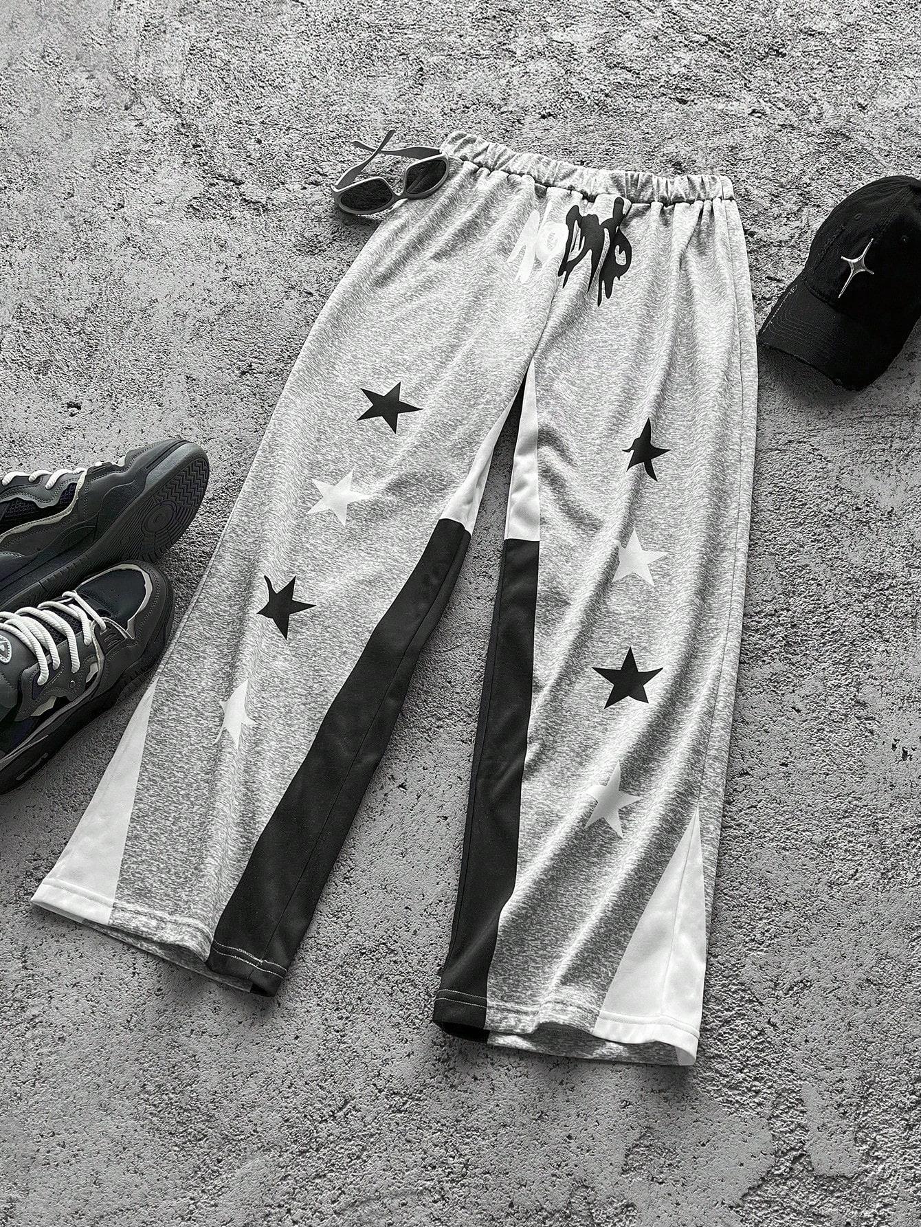 Manfinity Dauomo Men's Colorblock Star & Letter Print Sweatpants