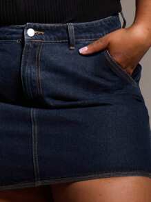 MUSERA Plus Size Denim Mini Skirt For Spring Vacation, Spring Break, Casual Cool Ibiza, Holiday Going Out