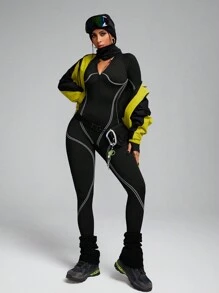 Innovista Seamless Black 3d Dynamic Lines Sports Jumpsuit,Tummy Control & Butt-Lifting Overall,Workout Outfits,Daily Casual & Yoga Fitness,Tummy Control & Butt-Lifting,Yoga, Women Outfit,Jumpsuits For Woman,Skiing,Hiking, Outdoor,Cycle