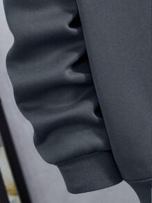 Manfinity Dauomo 2pcs Men's Casual Sports Daily Contrast Color Round Neck Drop Shoulder Sweatshirt And Sweatpants Set, Autumn