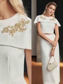 MOTF Soiréza FLORAL EMBROIDERY FITTED EVENING DRESS - White - View 2