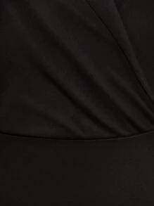 Celure Plus Size Solid Color Criss-Cross Wrap Sleeveless Bodysuit - Coffee Brown - View 6