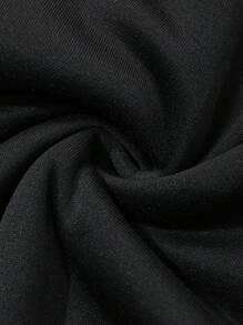 DAZY Crew Neck Casual Fleece Solid Color Loose Sweatshirt For Women,Fall Clothes - Black - View 9