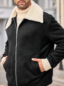 Manfinity VCAY Men's Collar Neck Slim Fit Long Sleeve Casual Jacket Windbreaker, Suitable For Autumn/Winter