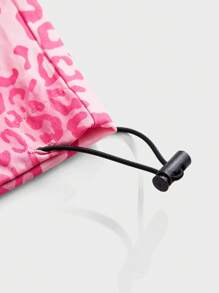 Manfinity RebelGame Calça Masculina com Estampa de Onça e Cordão na Cintura - Rosa chiclete - Visão 5