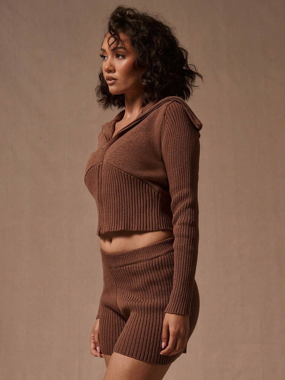 Ribbed Knit Zip Cardigan Only Cosy Casual Streetwear
