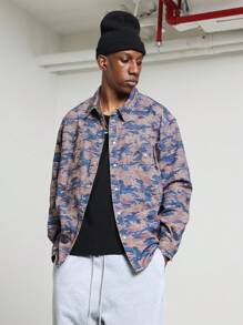 SUMWON Camicia di jeans occidentale con stampa, vestibilità regular