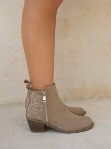 Styleloop Women's Ankle Boots And Short Boots, Suitable For Vacation, BOHO, Retro American, Bohemian, Western Style, Music Festival, Party, Christmas, Halloween Valentine's Day Holiday Travel Essential Boho - Apricot - View 3