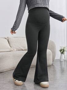 SHEIN Maternity Adjustable Waist Skinny Flared Long Pants With Super High Waist