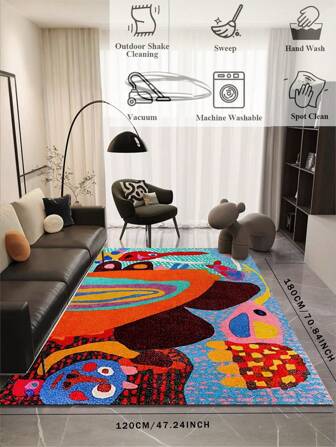 1pc Full-Print Large Rugs And Carpet, Colorful Carpets, Floor Mats, Fluffy Rugs, Machine Washable Rugs For Bedroom, Living Room, Suitable For Household Decor, Room Decor, Home Decor