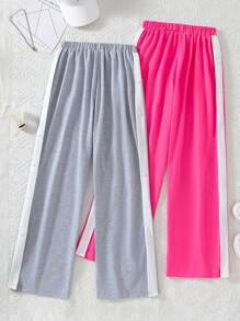 2pcs Straight Leg Casual Snap-Button Sweatpants For Teens - Multicolor - View 2