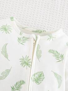 Cozy Pixies 新生婴儿男孩/女孩彩色米色对比花卉印花柔软透气针织拉链连脚连体衣，舒适休闲家居服，适合春夏秋冬 - 彩色 - 查看 5