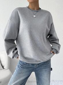SHEIN EZwear 女士新款秋冬运动卫衣，简约百搭两件套 - 彩色 - 查看 5
