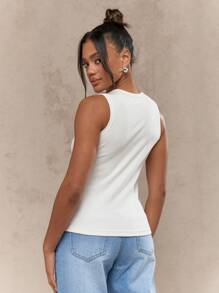 MISSGUIDED Music Festival Button Down Sleeveless Tank Top