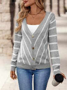 EMERY ROSE Ladies' Striped Printed Single-Breasted Casual Long Sleeve Jacket - Multicolor - View 4