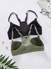 2pcs/Set Seamless Front Closure Push-Up Bra For Women