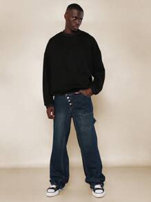 SUMWON 阔腿交叉腰牛仔裤