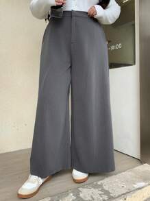 Dazy Plus Elegante, vielseitige Business-Lässig-Hose in Große Größen mit weitem Bein, Einfarbig, für alle Jahreszeiten im Herbst