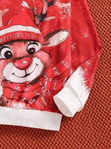 SHEIN Set de 3 sudaderas informales, elegantes y con para niñas preadolescentes con estampados de árbol de Navidad, Papá Noel y renos, apropiadas para otoño e invierno, para la escuela, viajes y salidas