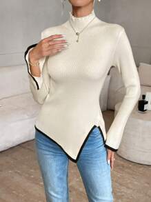 SHEIN Privé Vrouwen Colorblock Zijsplit Flared Sleeve Sweater Top