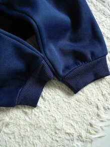 Cozy Pixies 2pcs Baby Boy Contrast Color Raglan Sleeve Crew Neck Long Sleeve Top And Jogger Pants Set - Blue - View 5