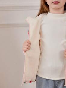 Cozy Pixies Young Girls Casual Versatile Strawberry Pattern Hooded Thermal Lined Thick Zip-Up Jacket - Multicolor - View 4