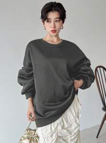 FRIFUL Sudadera holgada para mujer forrada térmicamente con botón en forma de corazón en la espalda