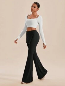 VARSITIE 吸湿排汗速干亲肤女士运动裤 - 黑色 - 查看 4