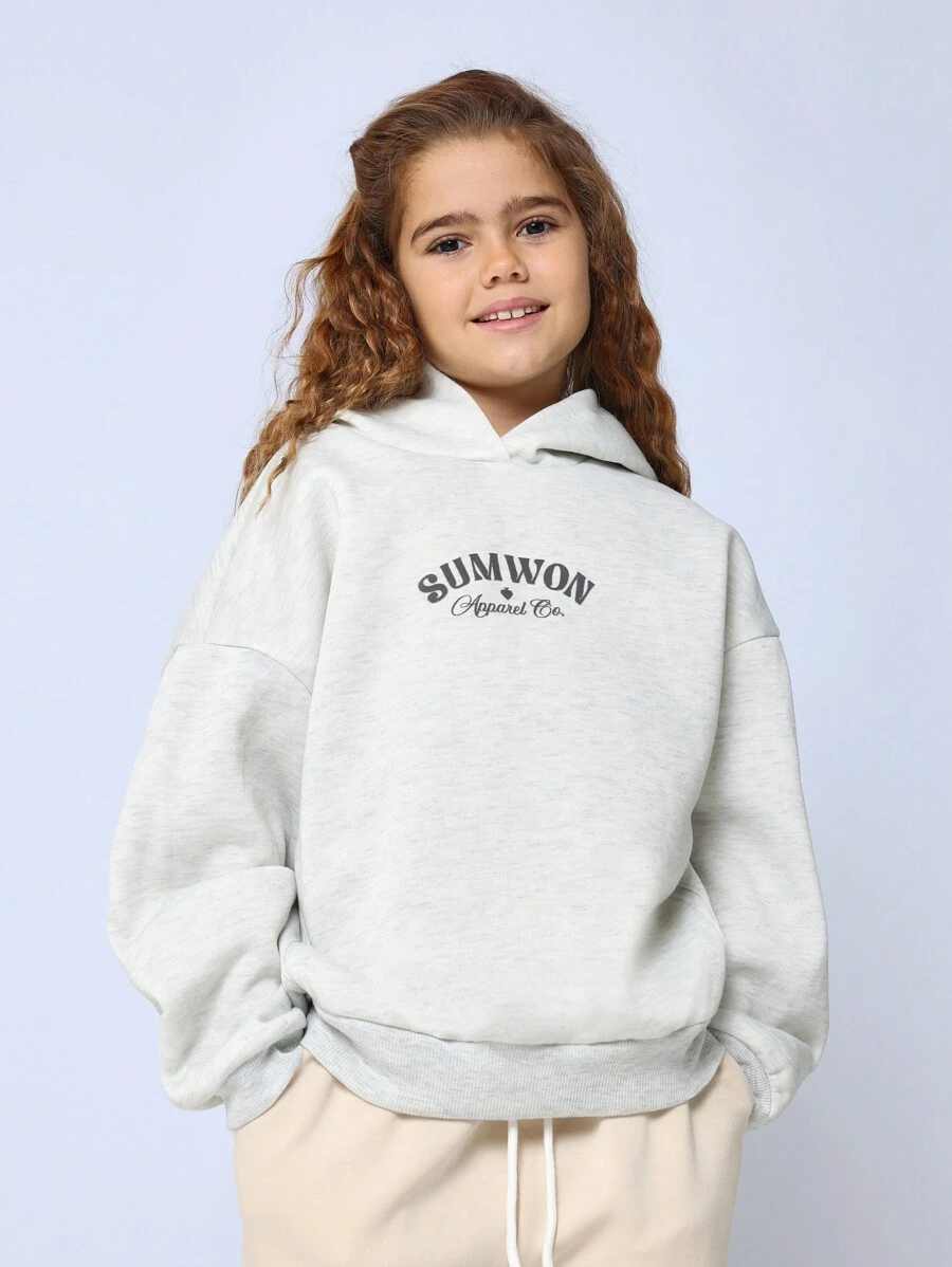 SUMWON Apparel Wear Cozy Oversized Hoodie Basic College Fall Winter Street Style Comfortable Classic Athletic Warm Everyday Casual Sweatshirt - Grey - View 1