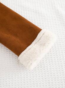 Cozy Pixies Young Boy Fluffy Collar Long Sleeve Cardigan Jacket, Casual All-Match - Brown - View 10