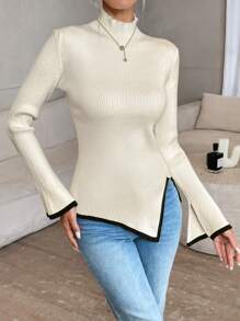 SHEIN Privé Vrouwen Colorblock Zijsplit Flared Sleeve Sweater Top