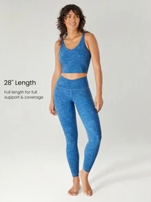GLOWMODE Denim Effect Crossover Waist Leggings Low Impact Yoga Pilates Daily - Multicolor - View 4