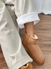 EMERY ROSE 女式厚款保暖灯芯绒休闲裤，秋冬款 - 杏色 - 查看 8