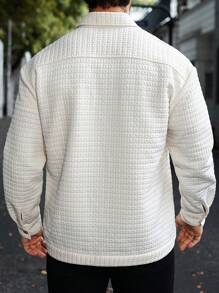 Manfinity Homme Áo sơ mi nam trơn màu họa tiết thường ngày, xuân thu - Màu be - Xem 2