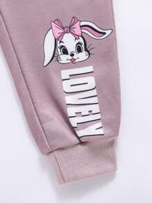 2pcs/Set Toddler Girls Cute Graphic Print Casual Pants, Autumn/Winter - Multicolor - View 4