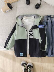 1 Áo khoác trùm đầu dài vừa phải, dày ấm, lót lông, phong cách thường ngày, thoải mái, thời trang đơn giản, thiết thực, đa năng, có chữ và miếng vá trang trí cho bé trai, thích hợp mặc hàng ngày, đi học, đi chơi, chơi thể thao vào mùa xuân, mùa thu và mùa đông - màu đen - Xem 11