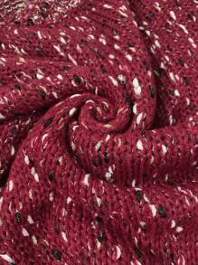 女士休闲撞色圆领长喇叭袖毛衣上衣，锚红色，秋冬款